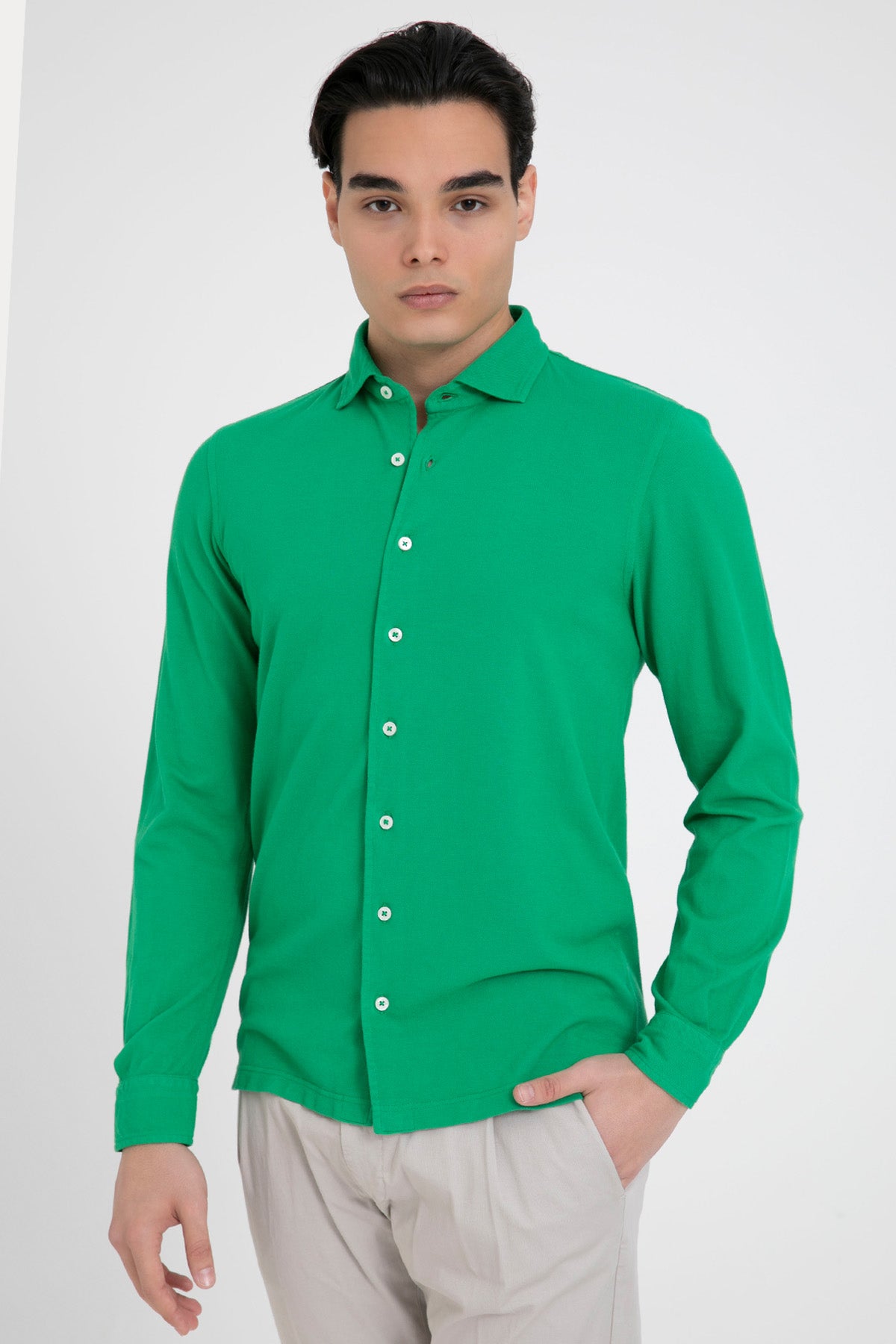 Gran Sasso Penye Kumaş Klasik Yaka Gömlek