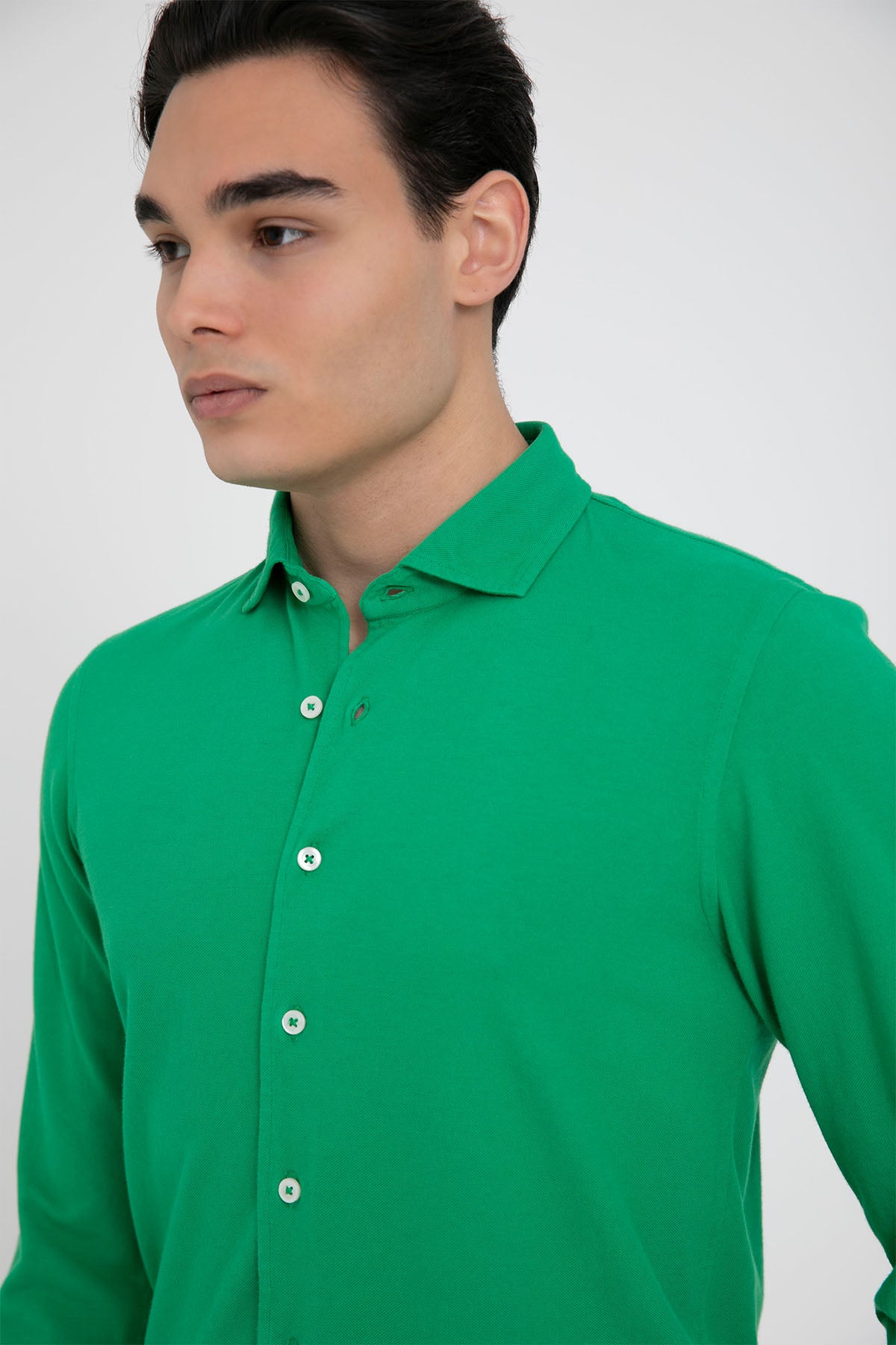 Gran Sasso Penye Kumaş Klasik Yaka Gömlek