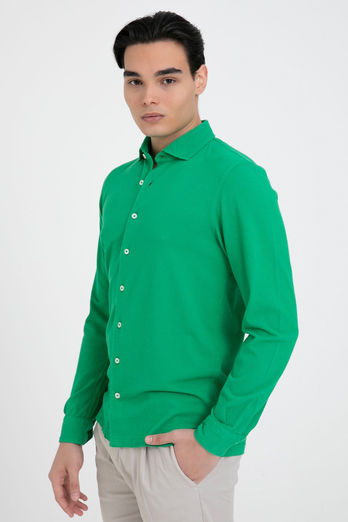 Gran Sasso Penye Kumaş Klasik Yaka Gömlek