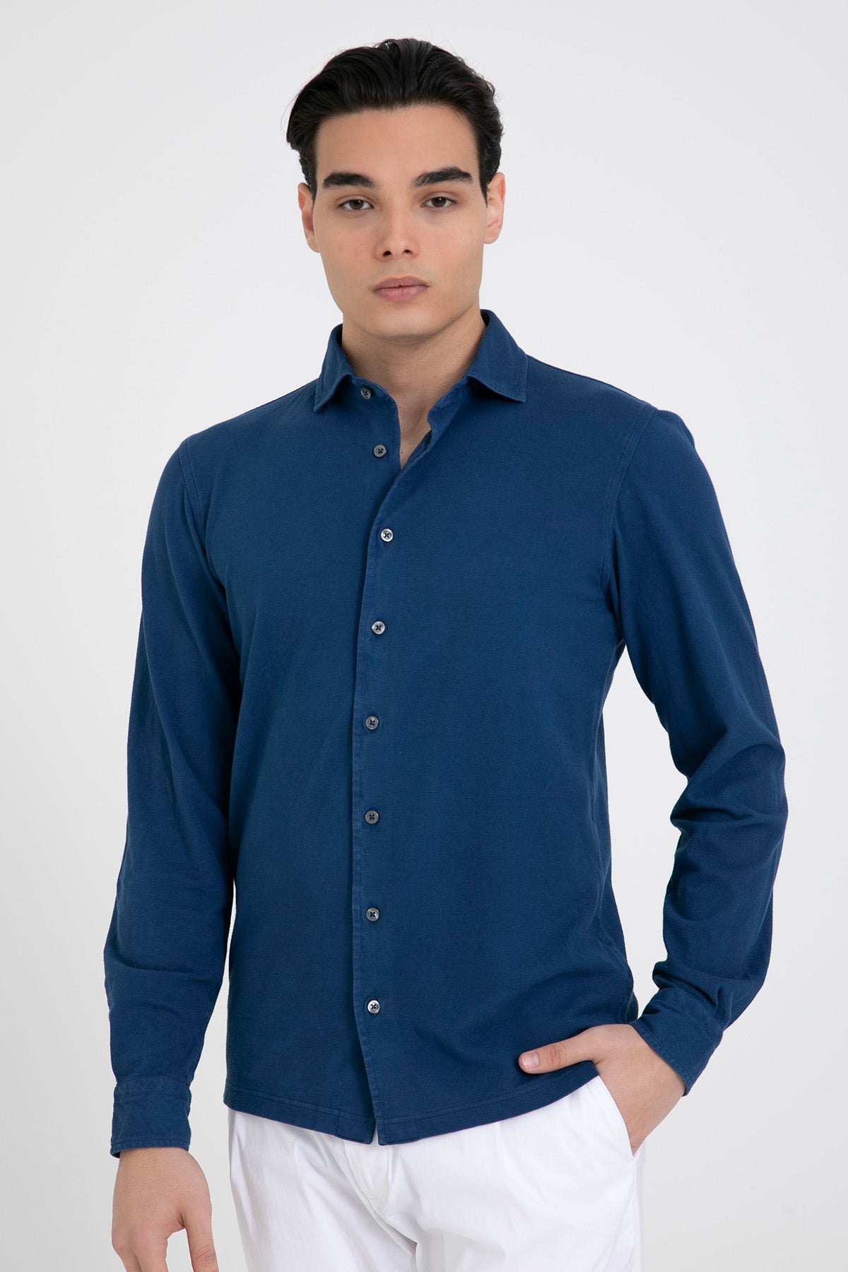 Gran Sasso Penye Kumaş Klasik Yaka Gömlek