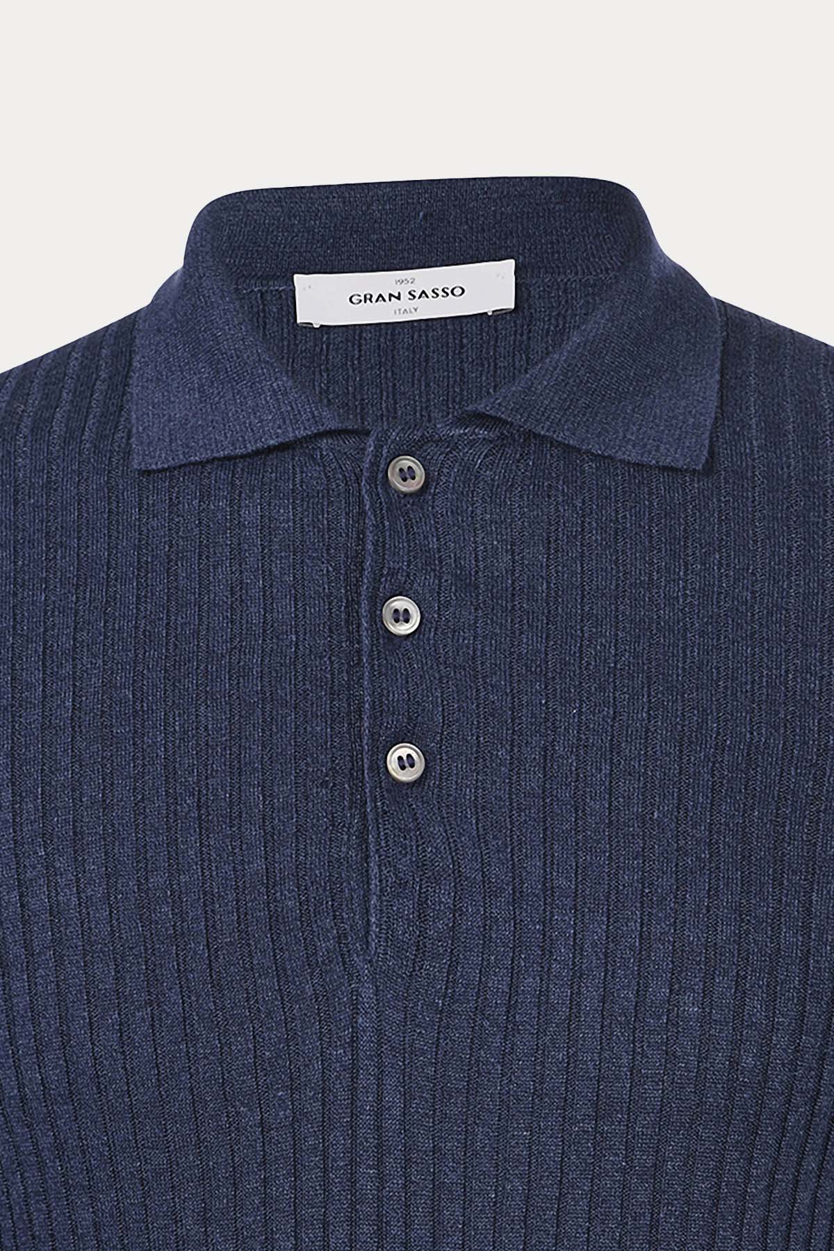 Gran Sasso Polo Yaka İnce Örgü Keten Triko