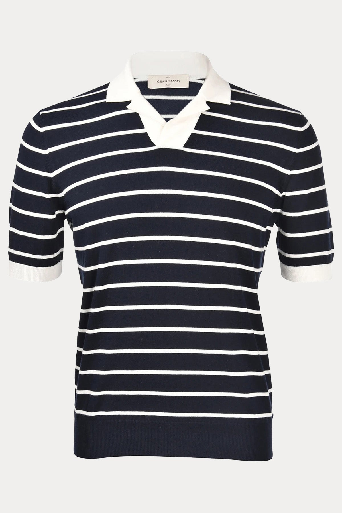 Gran Sasso Polo Yaka İnce Örgü Çizgili Triko