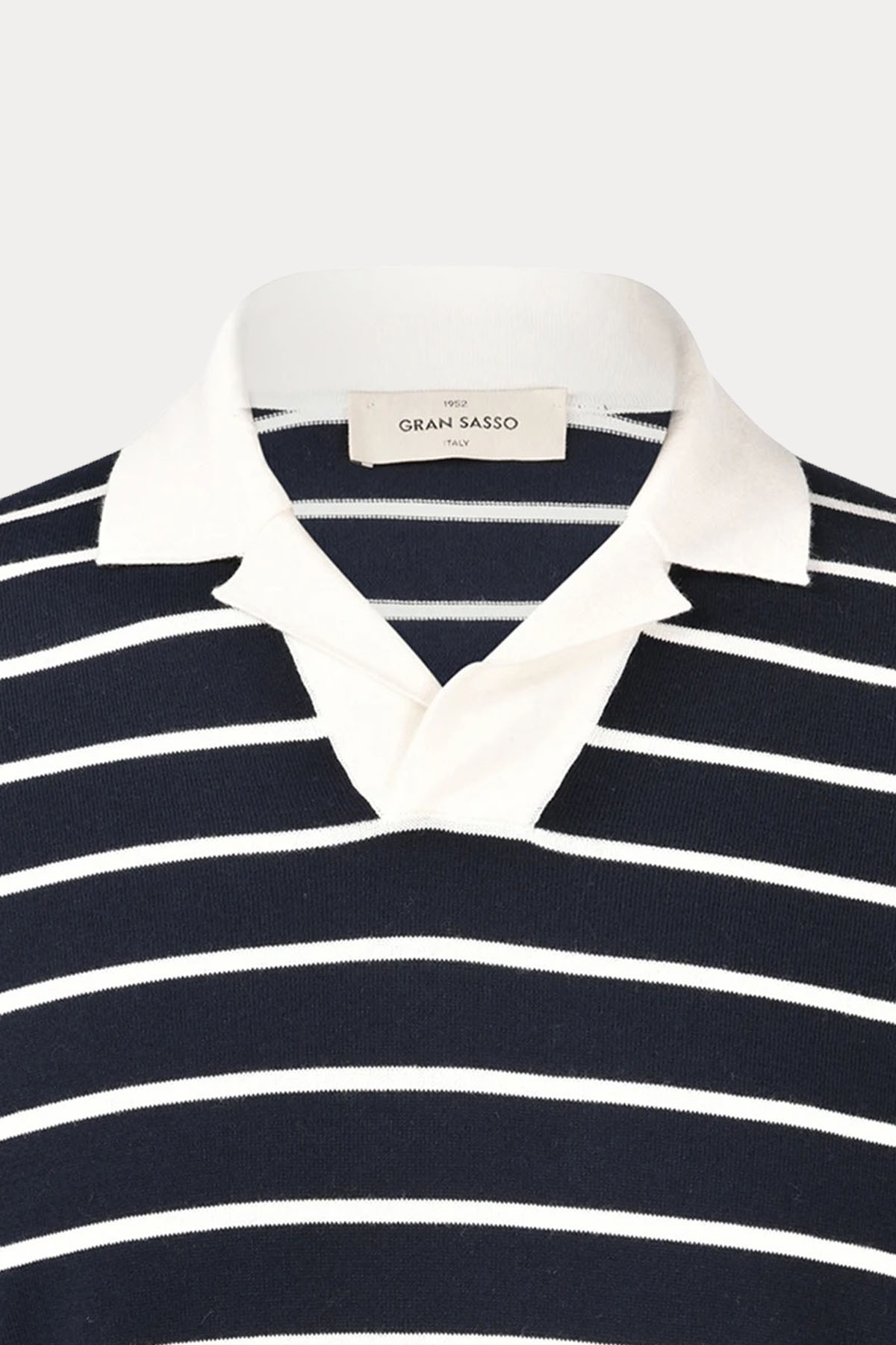 Gran Sasso Polo Yaka İnce Örgü Çizgili Triko