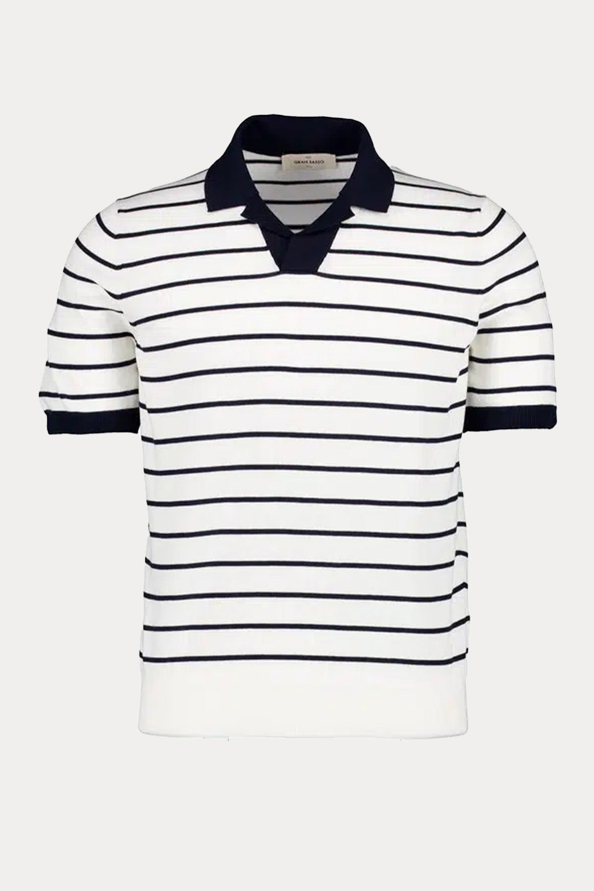 Gran Sasso Polo Yaka İnce Örgü Çizgili Triko