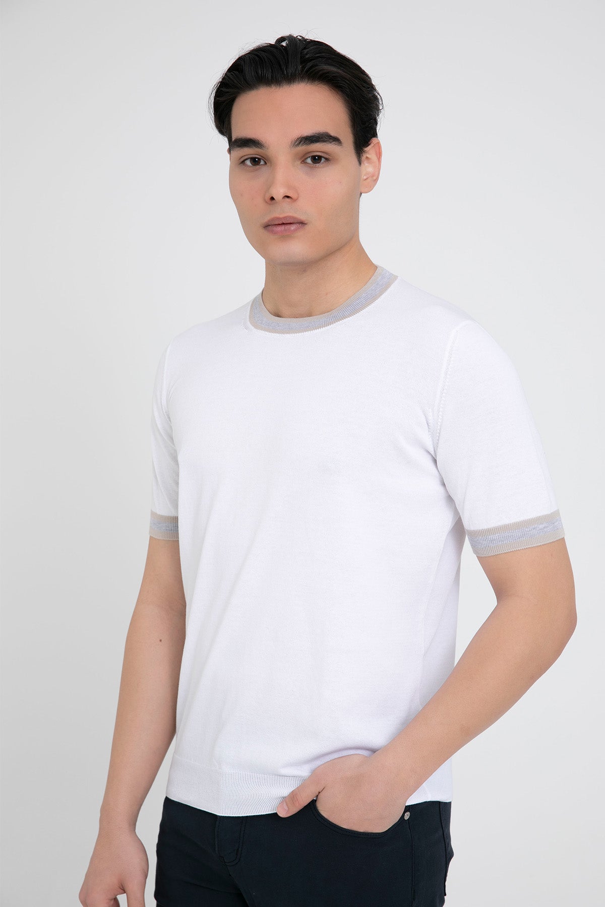 Gran Sasso Yuvarlak Yaka İnce Örgü Triko