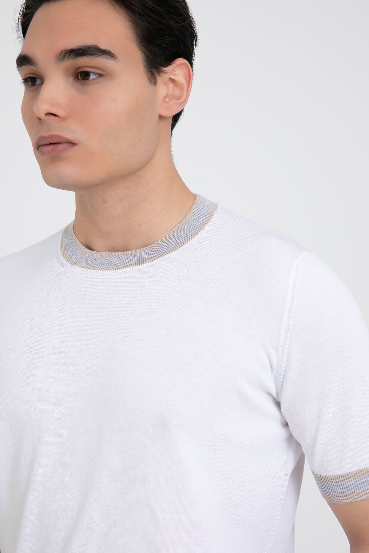 Gran Sasso Yuvarlak Yaka İnce Örgü Triko