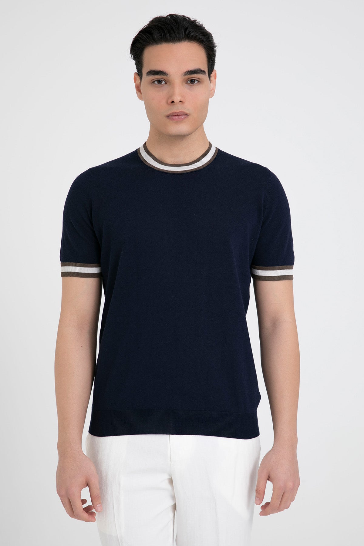 Gran Sasso Yuvarlak Yaka İnce Örgü Triko