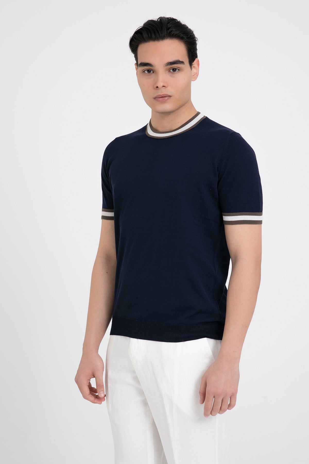 Gran Sasso Yuvarlak Yaka İnce Örgü Triko