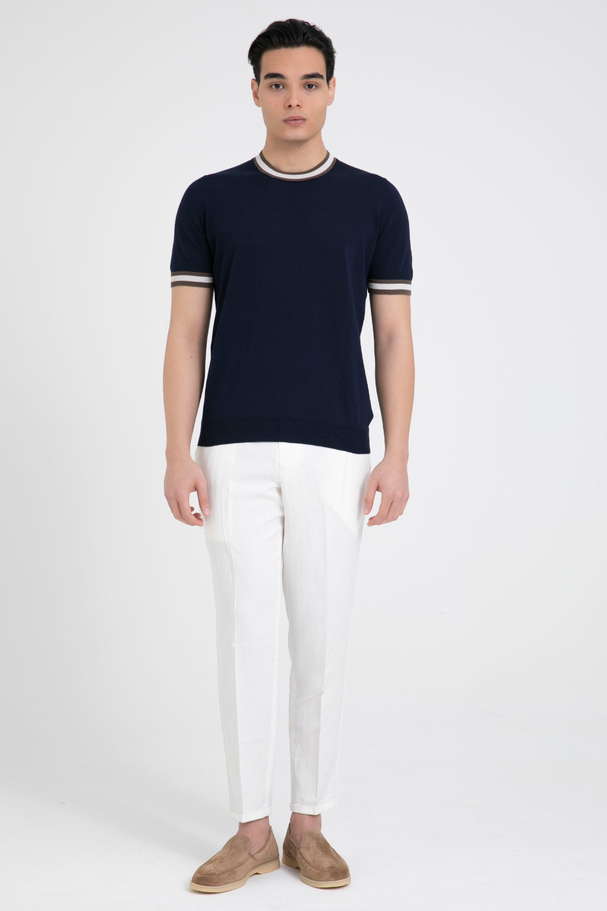 Gran Sasso Yuvarlak Yaka İnce Örgü Triko