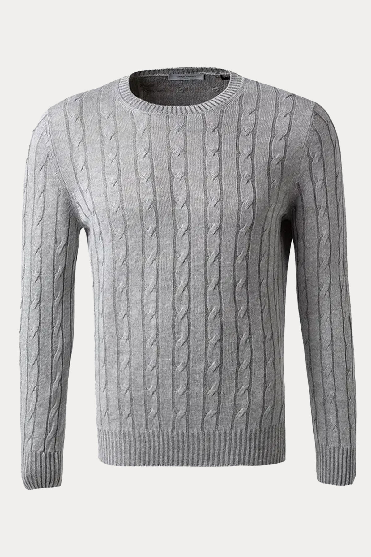 Gran Sasso Yuvarlak Yaka İnce Saç Örgü Keten Triko