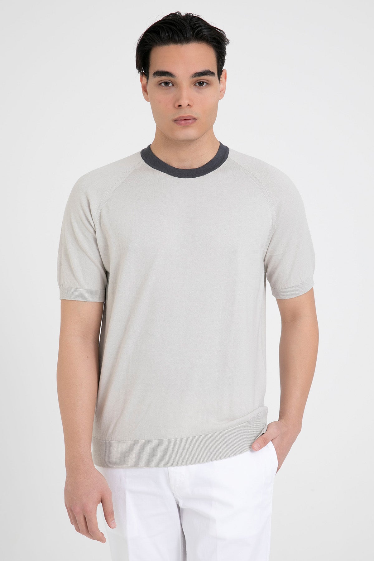 Gran Sasso Yuvarlak Yaka İnce Örgü Triko