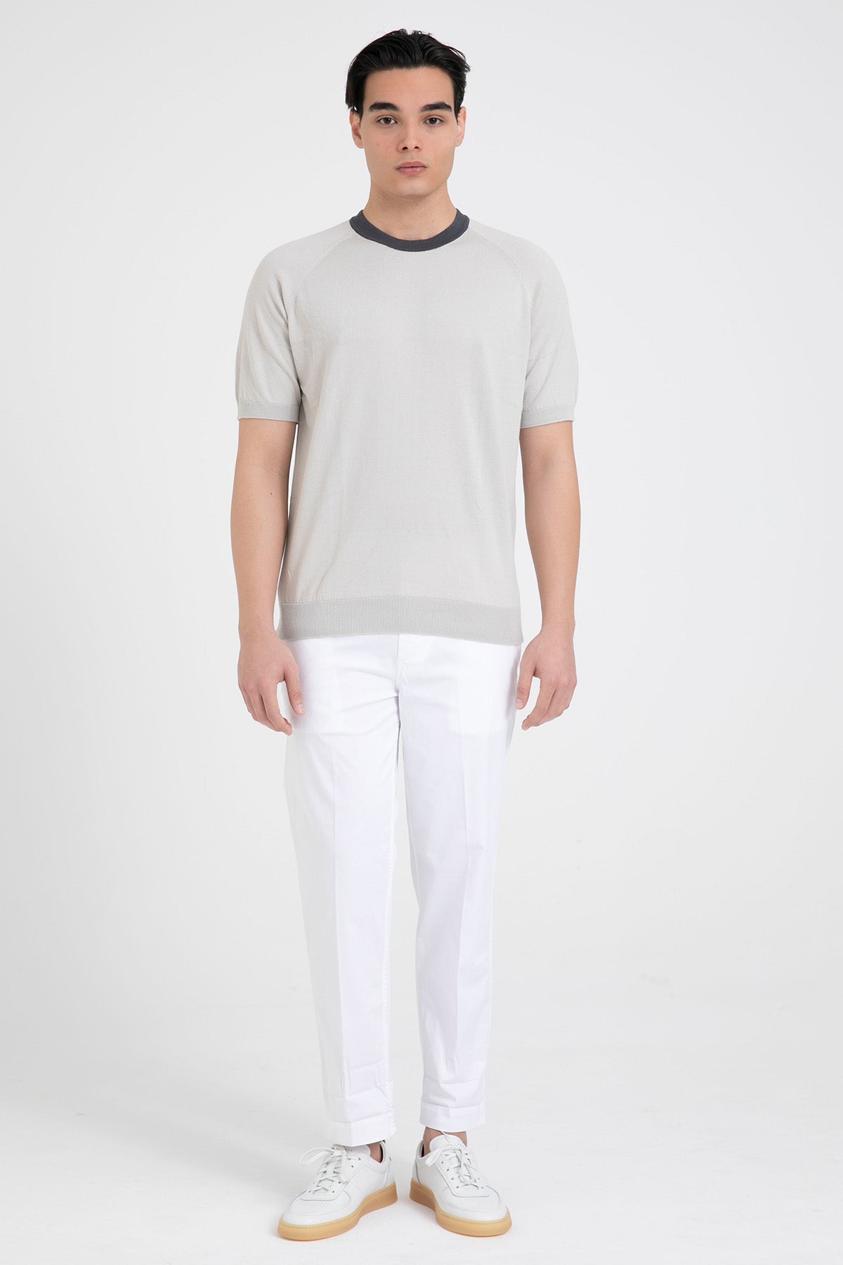 Gran Sasso Yuvarlak Yaka İnce Örgü Triko