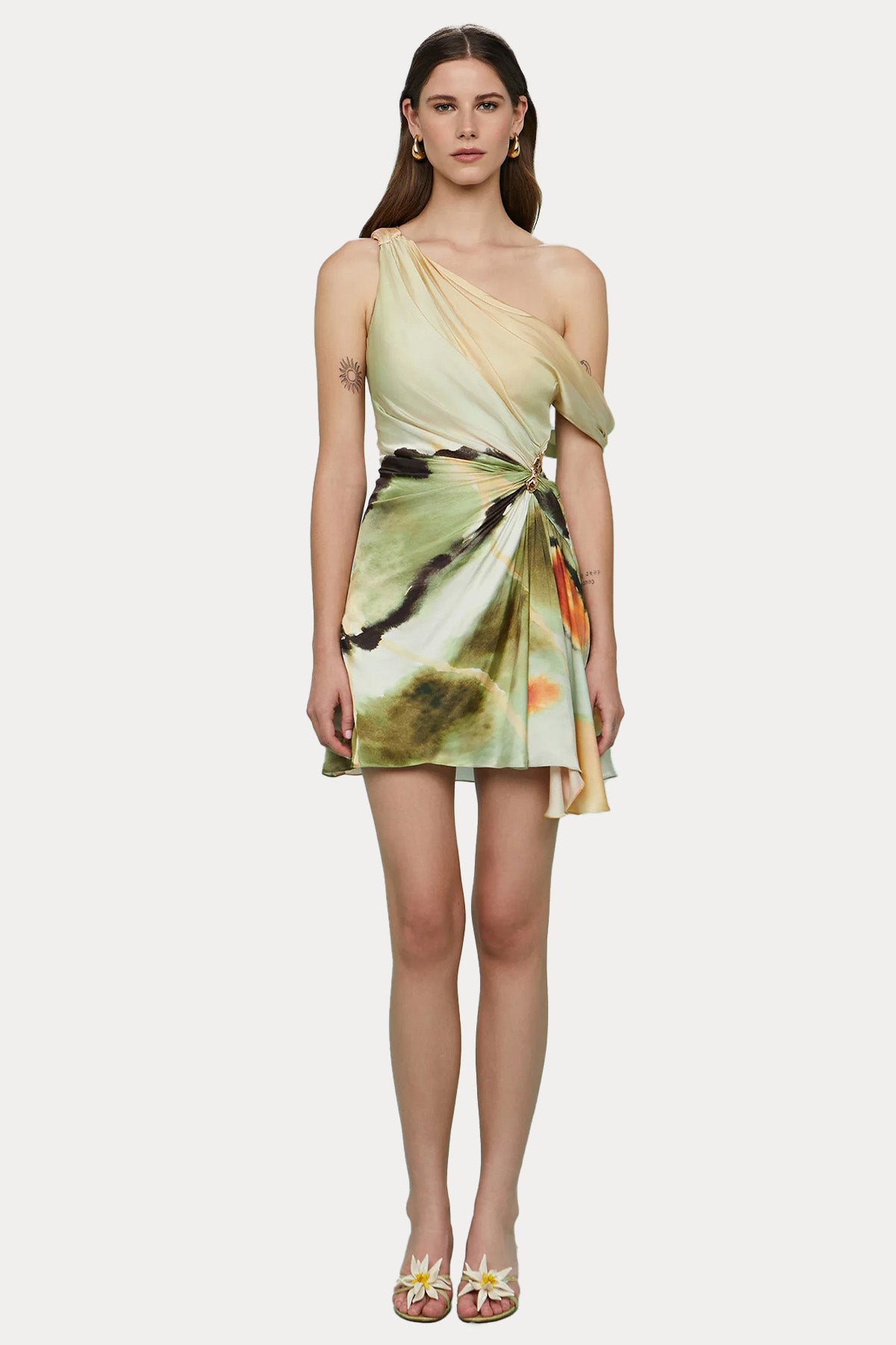 Amur Desenli Mini Abiye Elbise