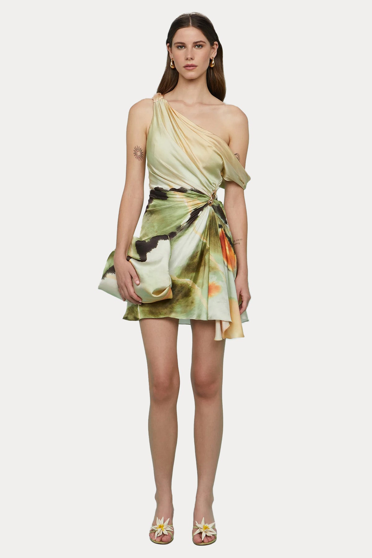 Amur Desenli Mini Abiye Elbise