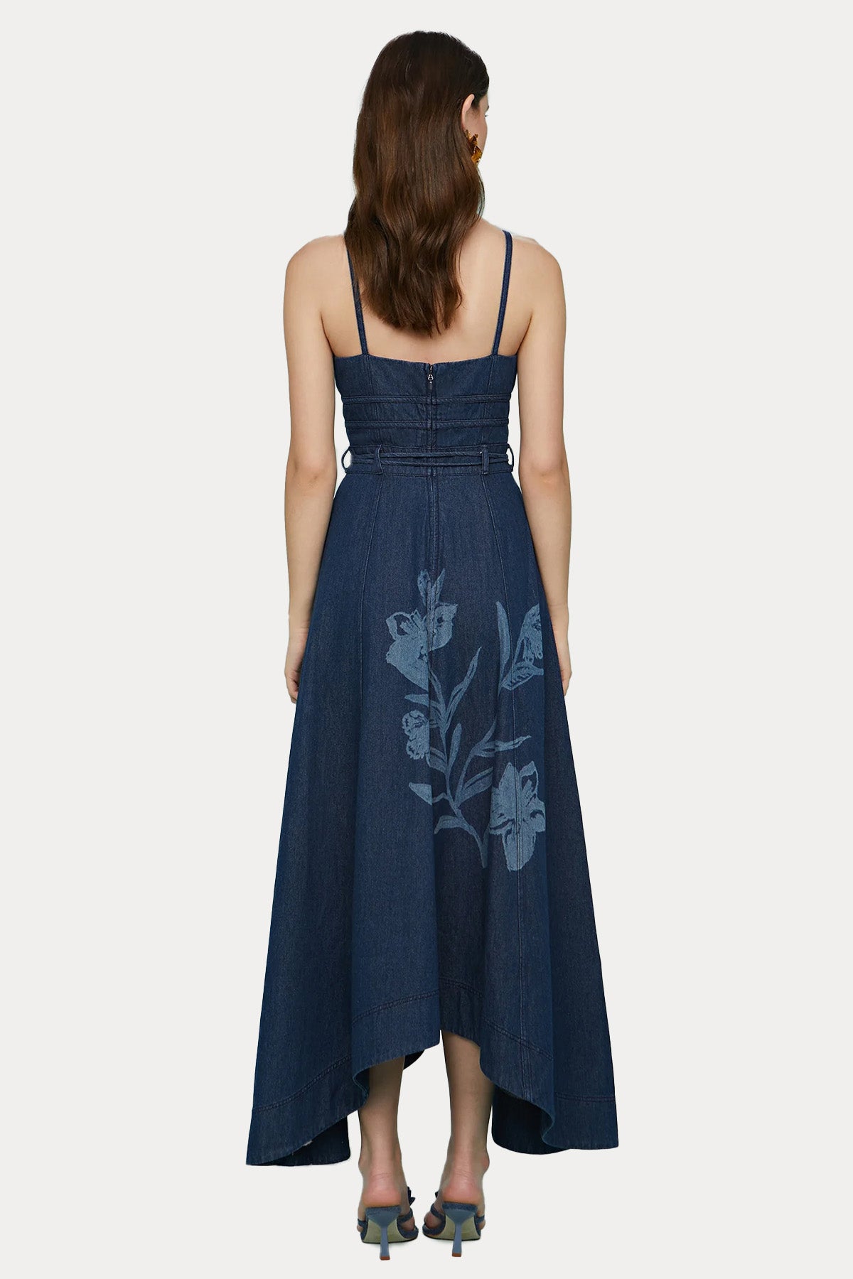 Amur Askılı Kemerli Maxi Denim Elbise