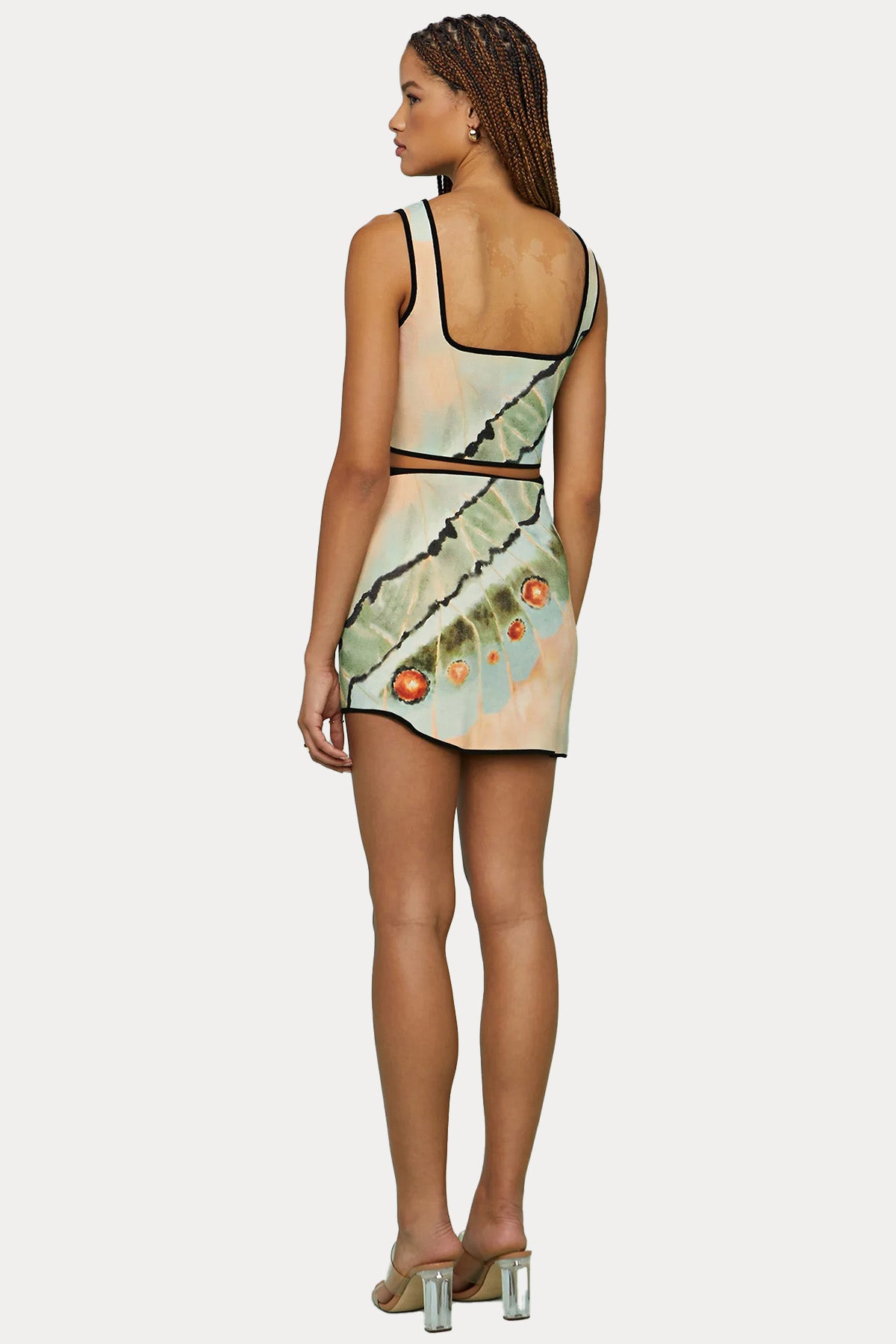 Amur Diyagonal Desenli Bluz Etek Set