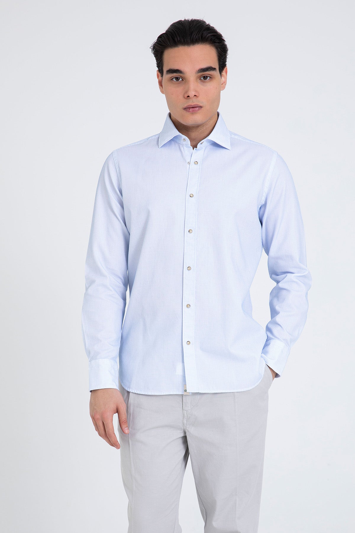 Tintoria Mattei Klasik Yaka Pötikareli Gömlek