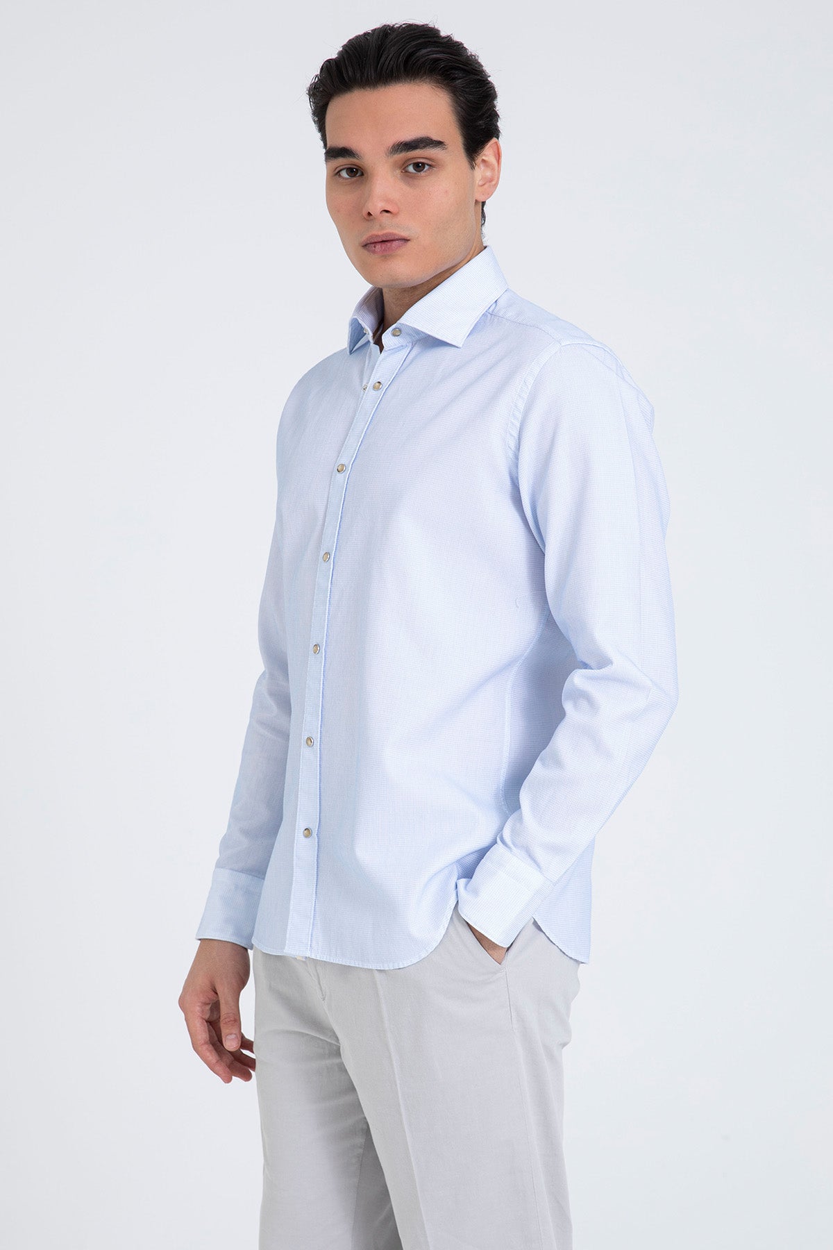 Tintoria Mattei Klasik Yaka Pötikareli Gömlek