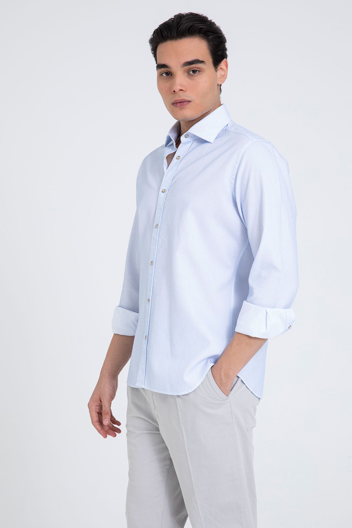 Tintoria Mattei Klasik Yaka Pötikareli Gömlek