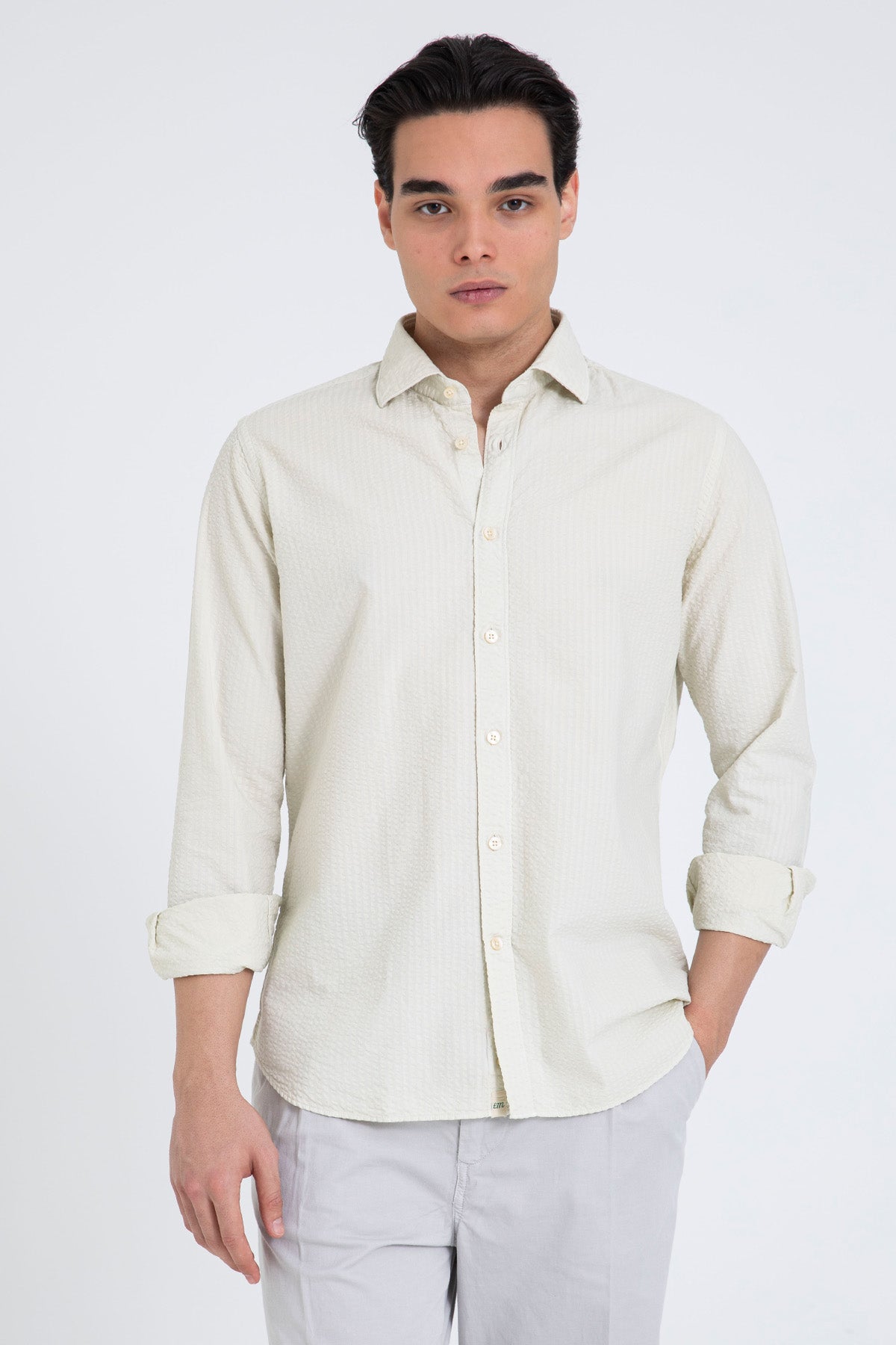 Tintoria Mattei Klasik Yaka Dokulu Gömlek