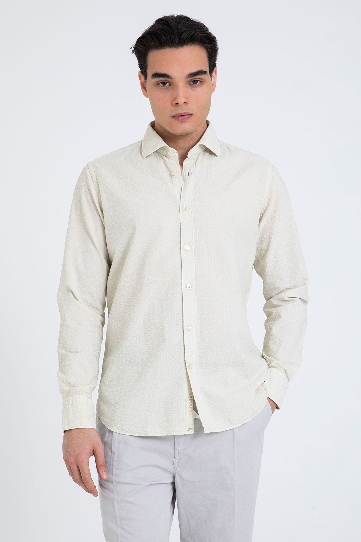 Tintoria Mattei Klasik Yaka Dokulu Gömlek