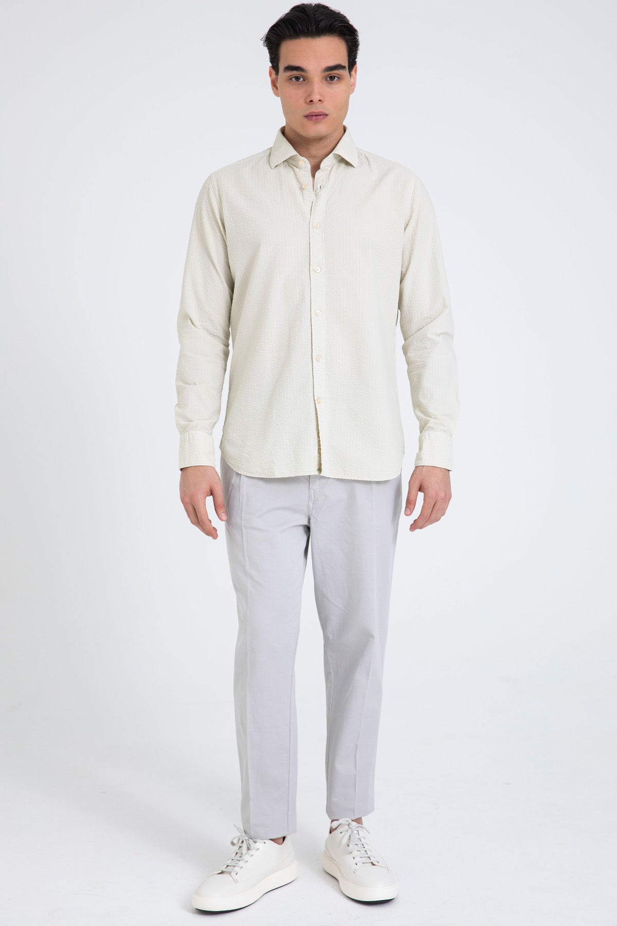 Tintoria Mattei Klasik Yaka Dokulu Gömlek