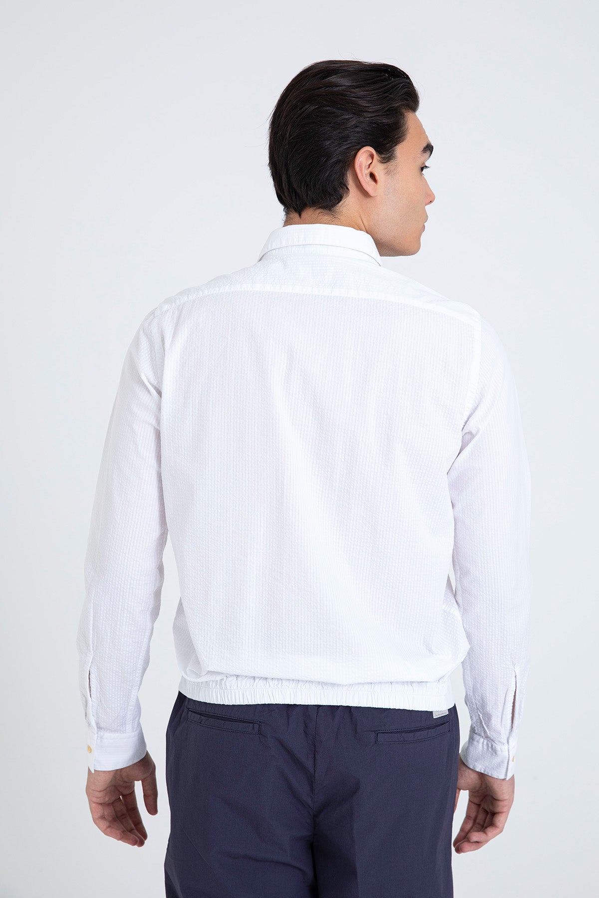 Tintoria Mattei Beli Lastikli Spor Cepli Gömlek