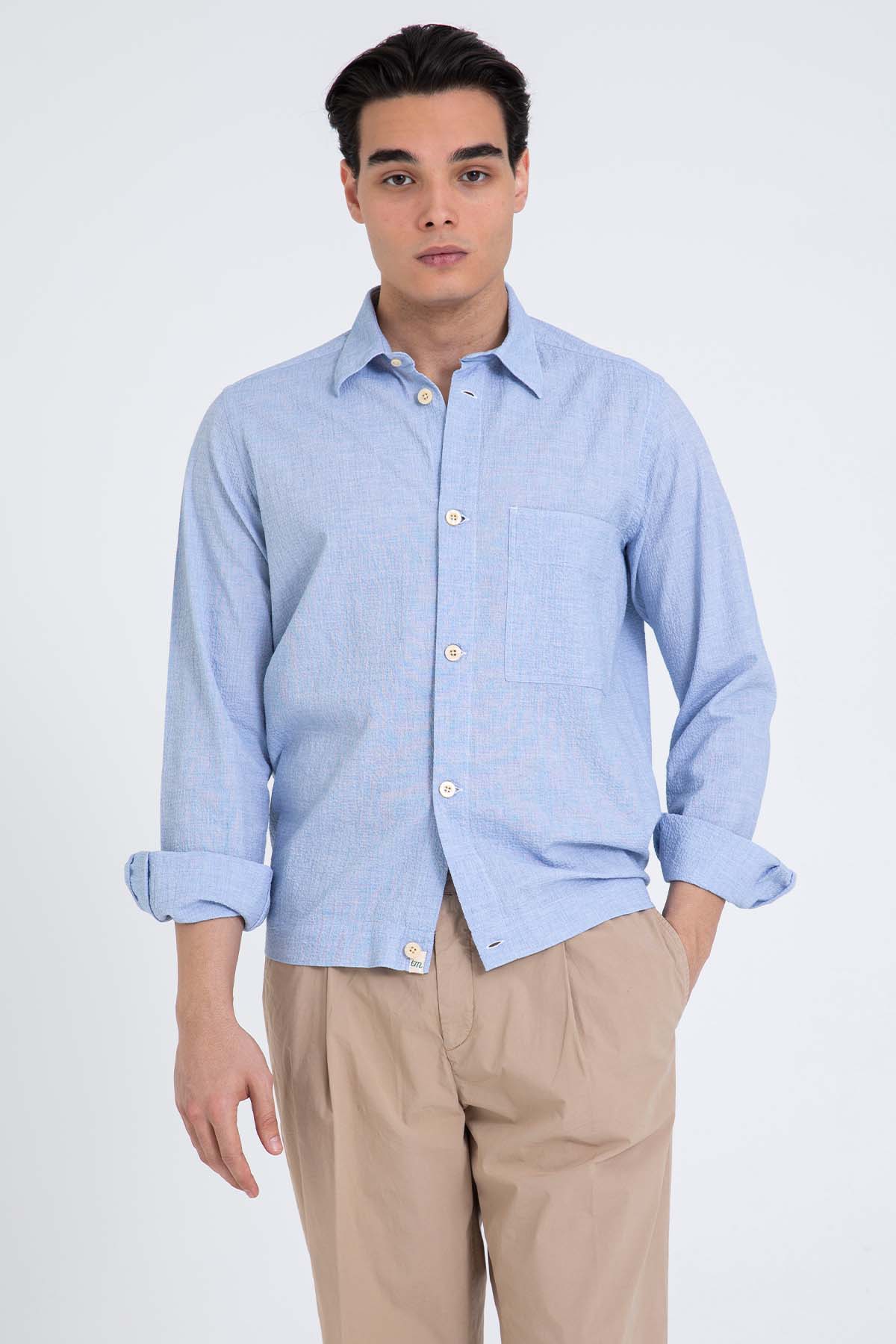 Tintoria Mattei Beli Lastikli Spor Cepli Streç Gömlek