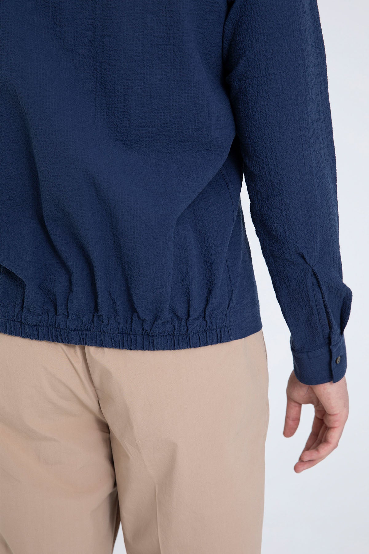 Tintoria Mattei Beli Lastikli Spor Cepli Streç Gömlek