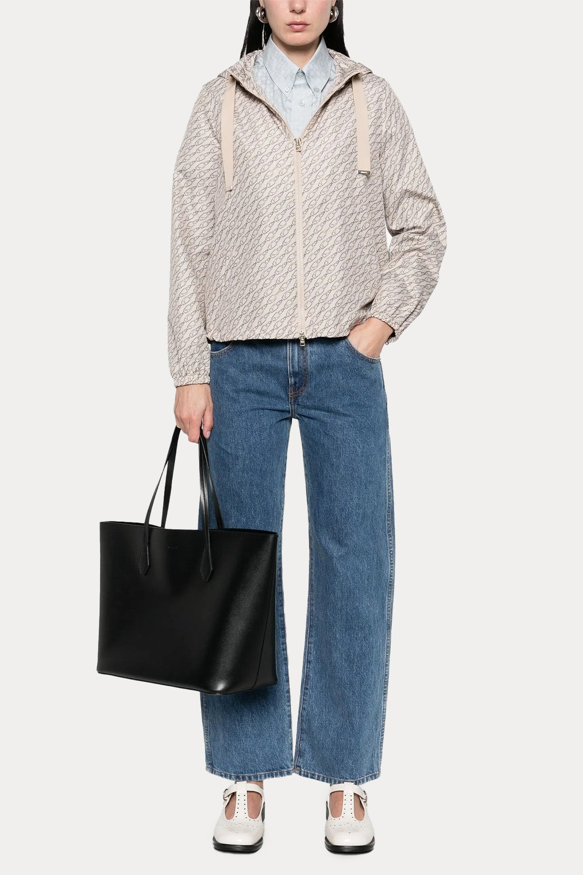 Herno Relaxed Fit Zincir Desenli Kapüşonlu Ceket-Ceket-Libas