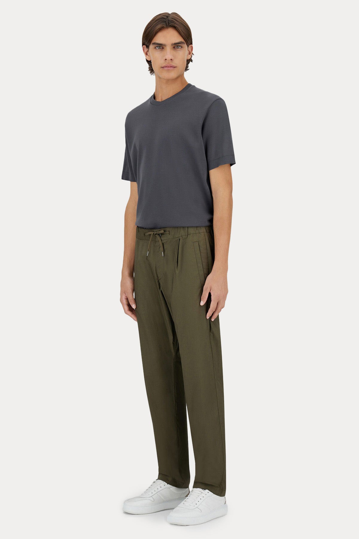 Herno Tek Pile Beli Lastikli Yandan Cepli Streç Pantolon