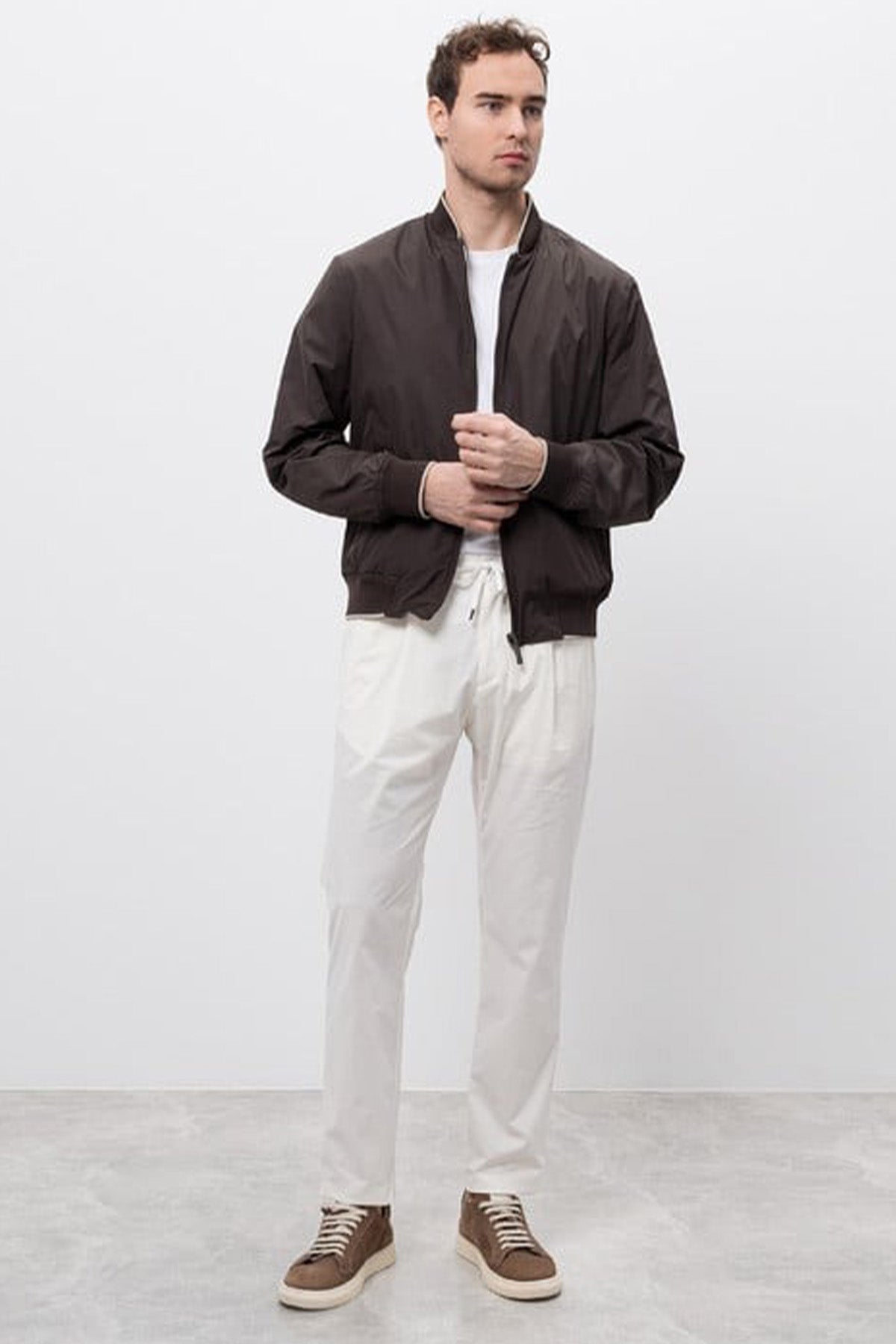 Herno Tek Pile Beli Lastikli Yandan Cepli Streç Pantolon