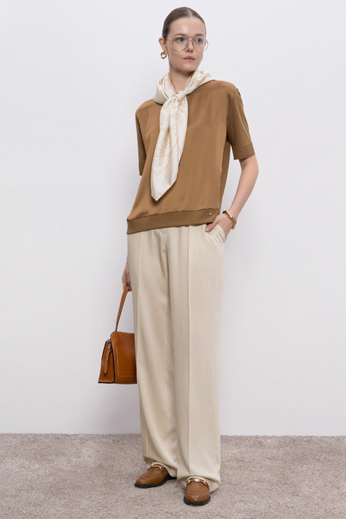 Herno Relaxed Fit Yuvarlak Yaka Bluz