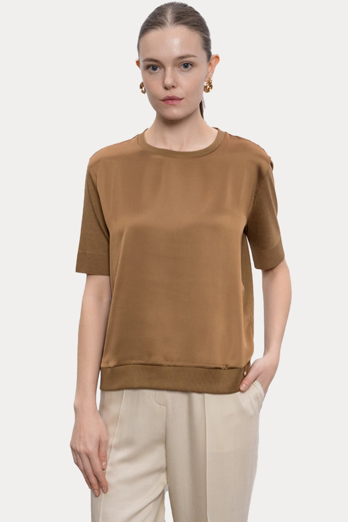 Herno Relaxed Fit Yuvarlak Yaka Bluz