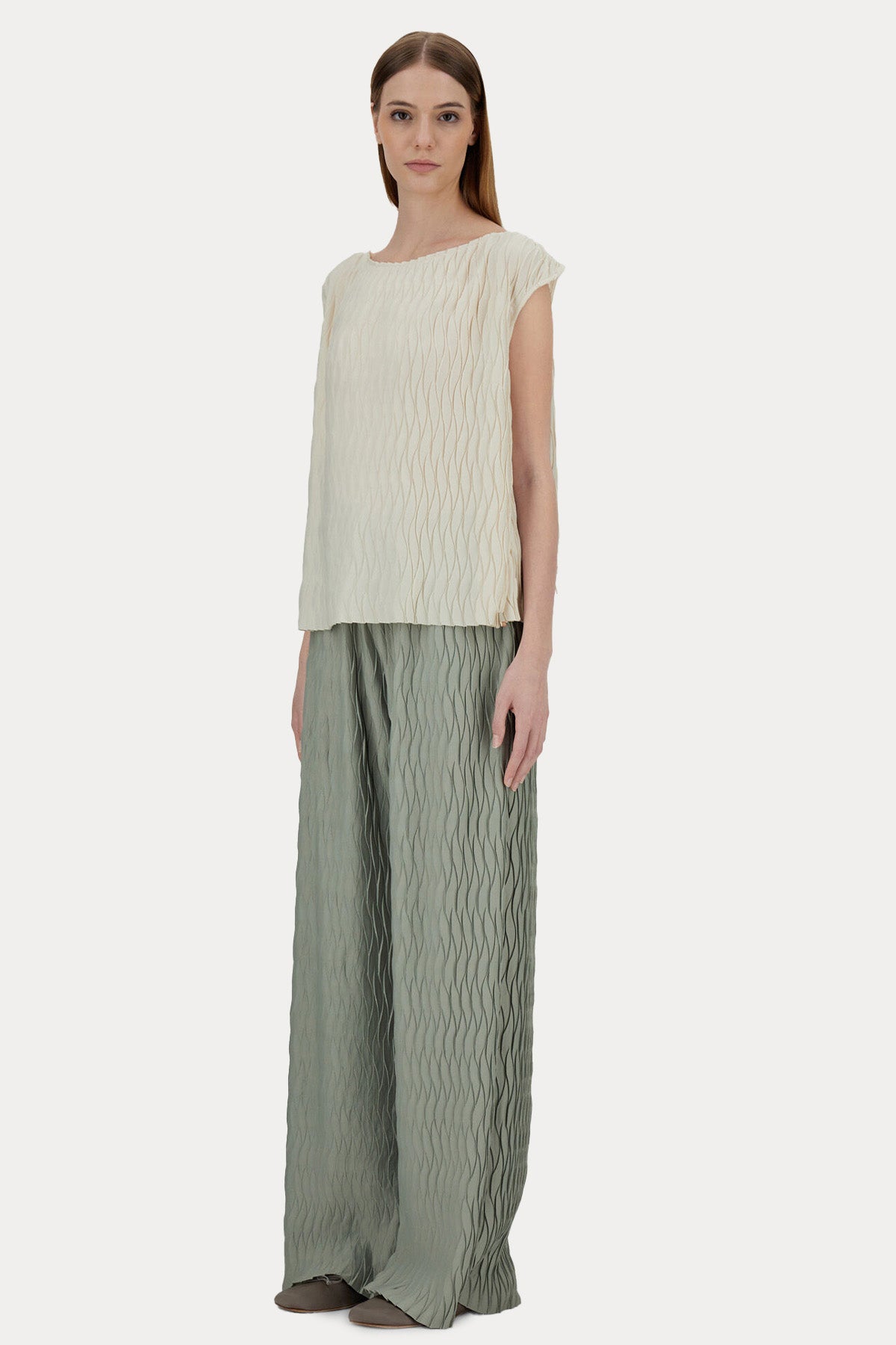 Herno Regular Fit Kayık Yaka Piliseli Bluz