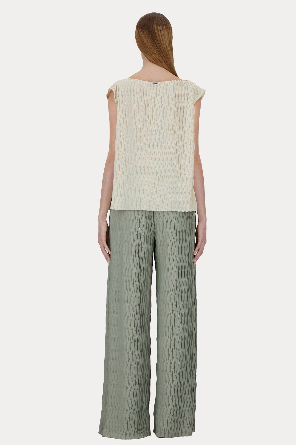 Herno Regular Fit Kayık Yaka Piliseli Bluz