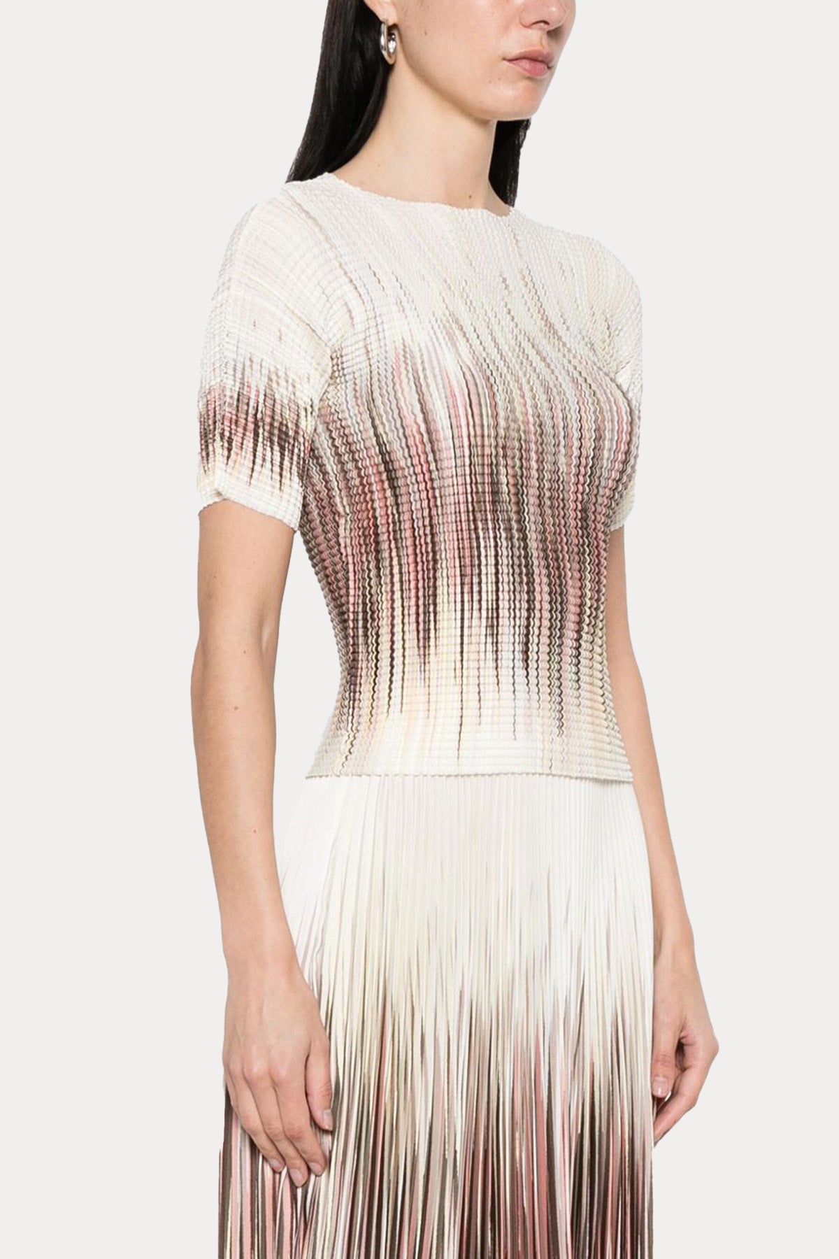 Herno Renkli Desenli Bluz Etek Set