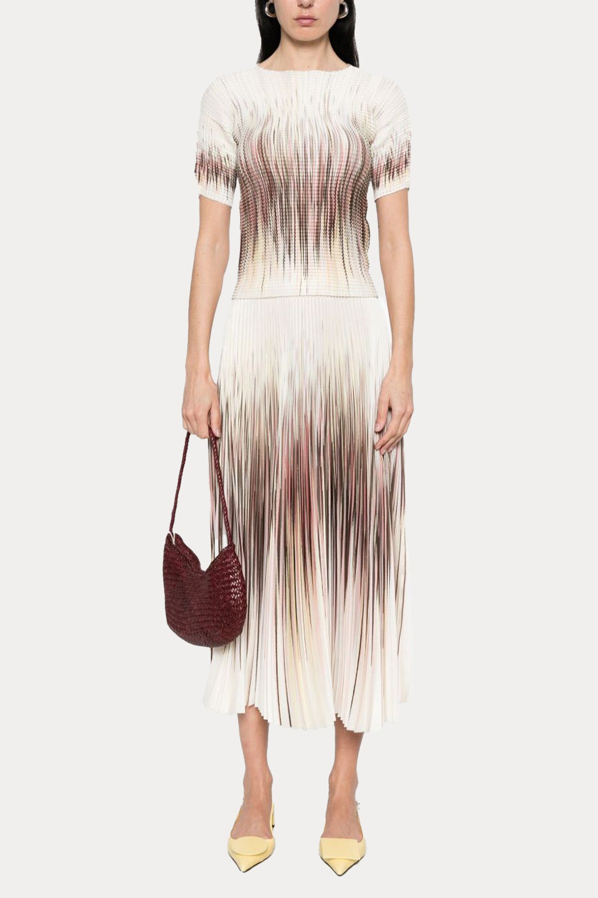 Herno Renkli Desenli Bluz Etek Set