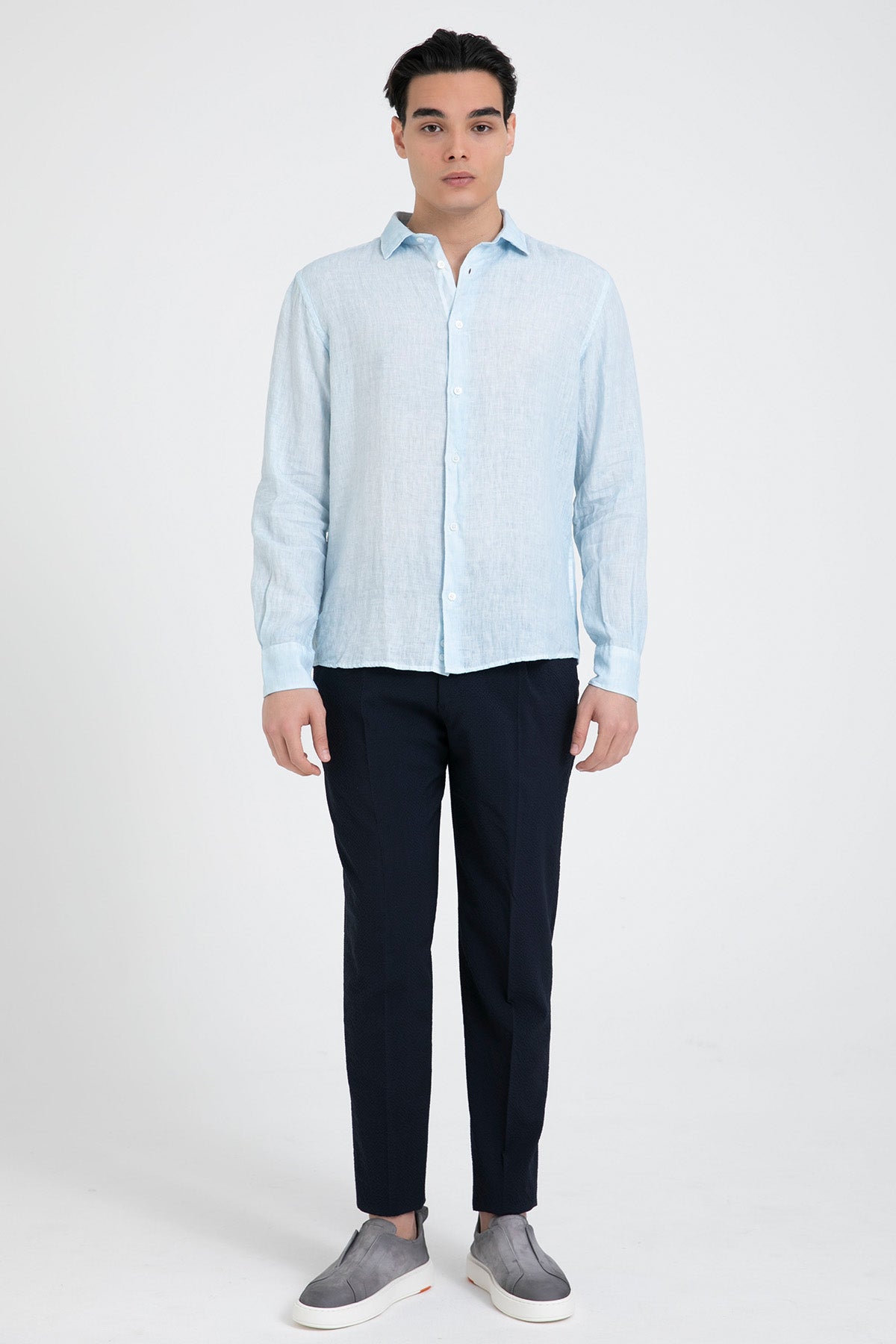 Fradi Regular Fit Klasik Yaka Keten Gömlek