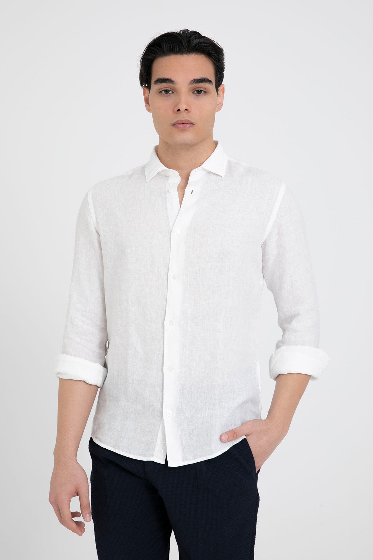 Fradi Regular Fit Klasik Yaka Keten Gömlek