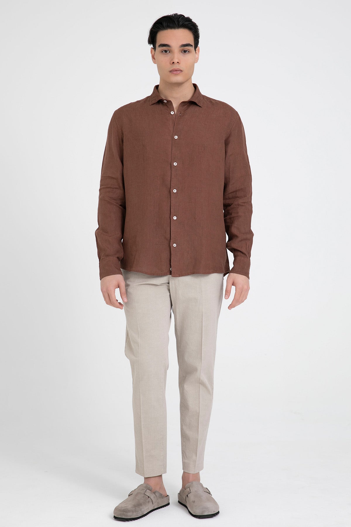 Fradi Regular Fit Klasik Yaka Keten Gömlek