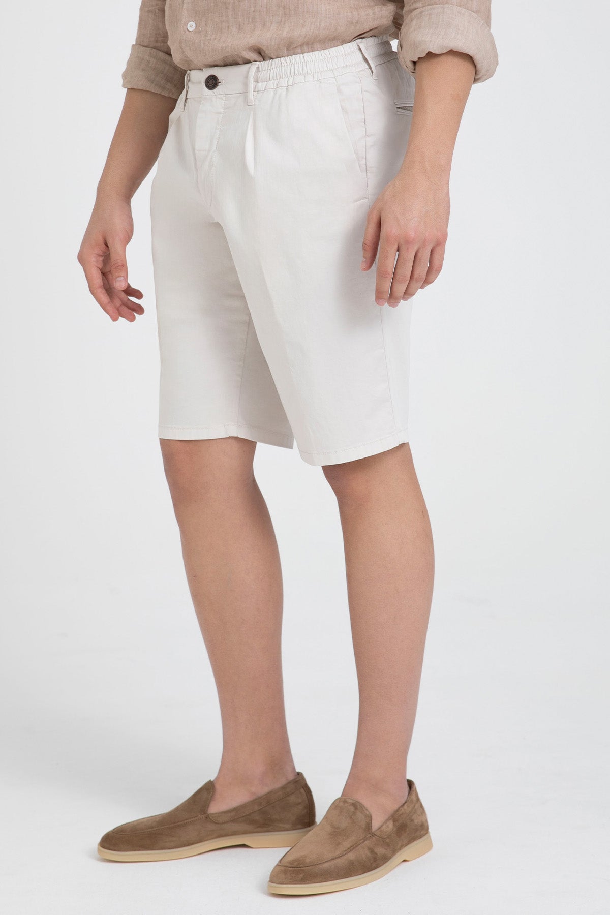 Fradi Beli Lastikli Tek Pile Yandan Cepli Şort