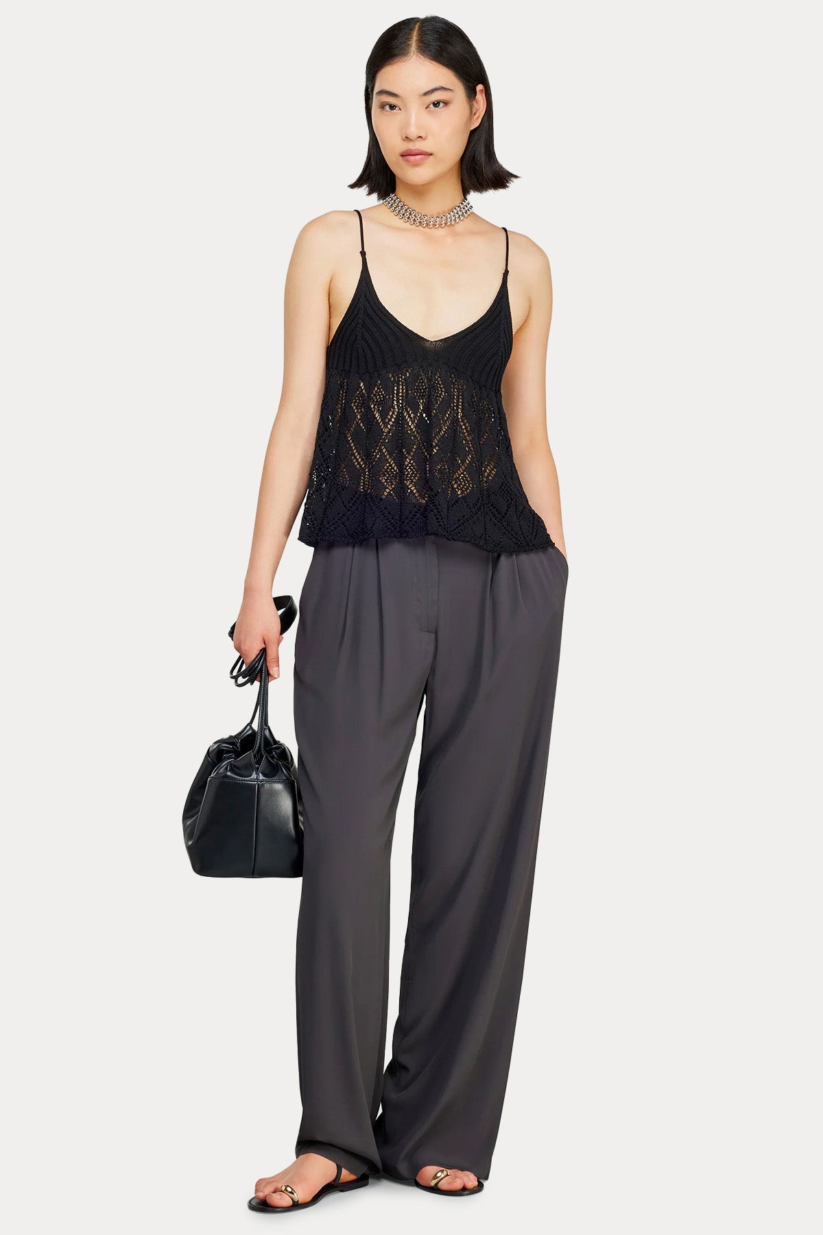 Semicouture Regular Fit İnce Örgü Dantel Nakışlı Bluz-Bluz-Libas