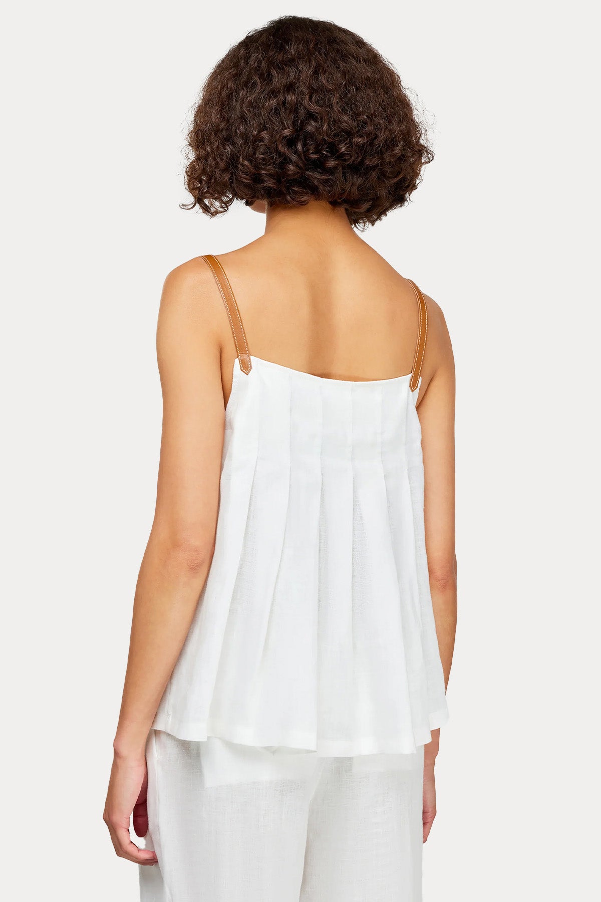 Semicouture Regular Fit Deri Askılı Keten Bluz