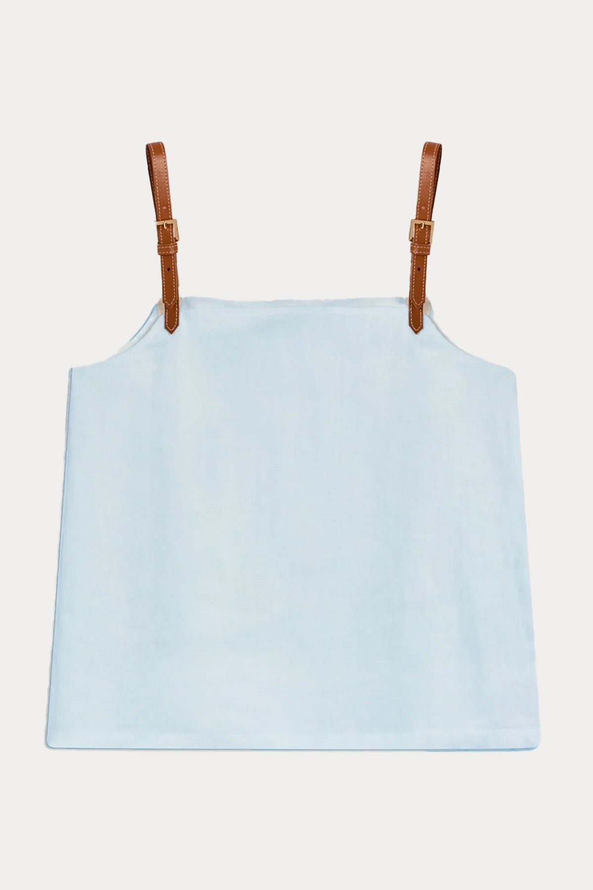 Semicouture Regular Fit Deri Askılı Keten Bluz-Bluz-Libas