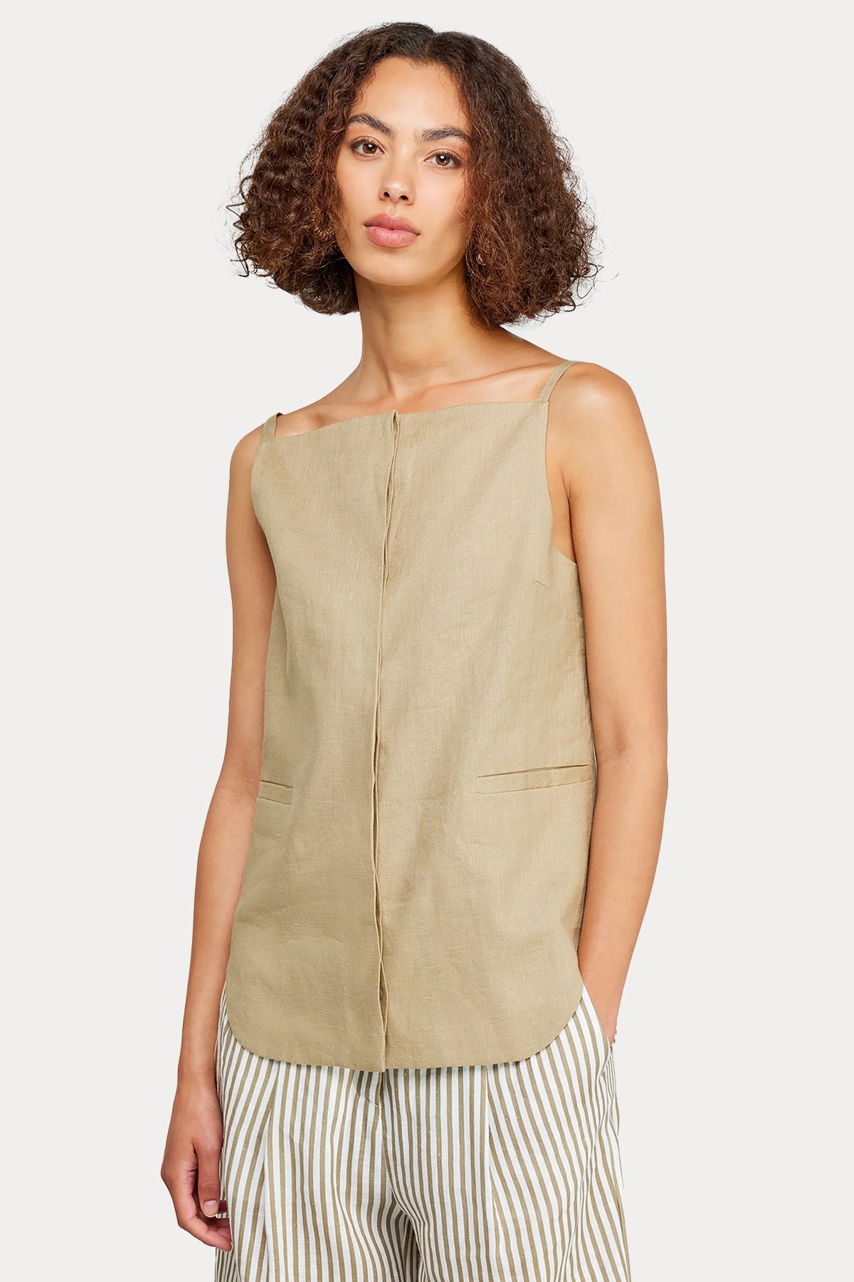 Semicouture Askılı Keten Gömlek Bluz