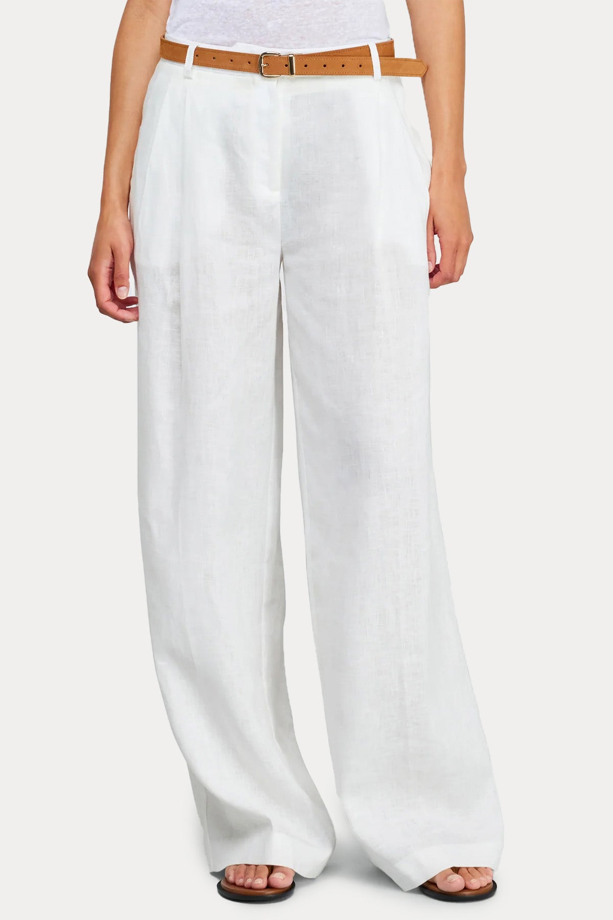 Semicouture Geniş Kesim Yandan Cepli Keten Pantolon