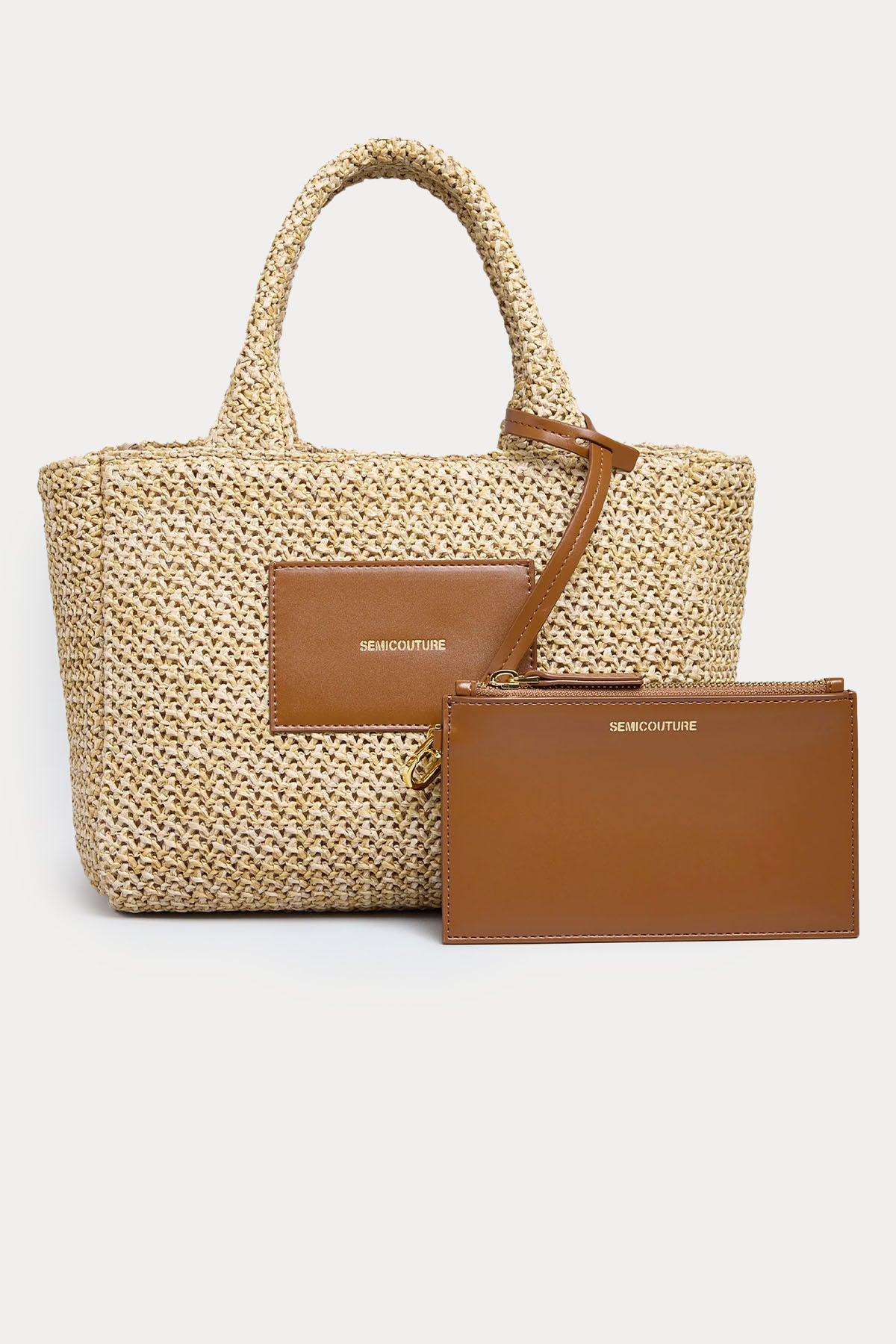 Semicouture Hasır Örgü Deri Detaylı Çanta