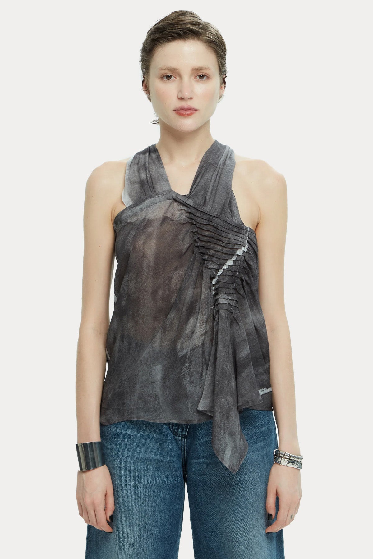 Ixos Kontrast Renkli Pileli Bluz