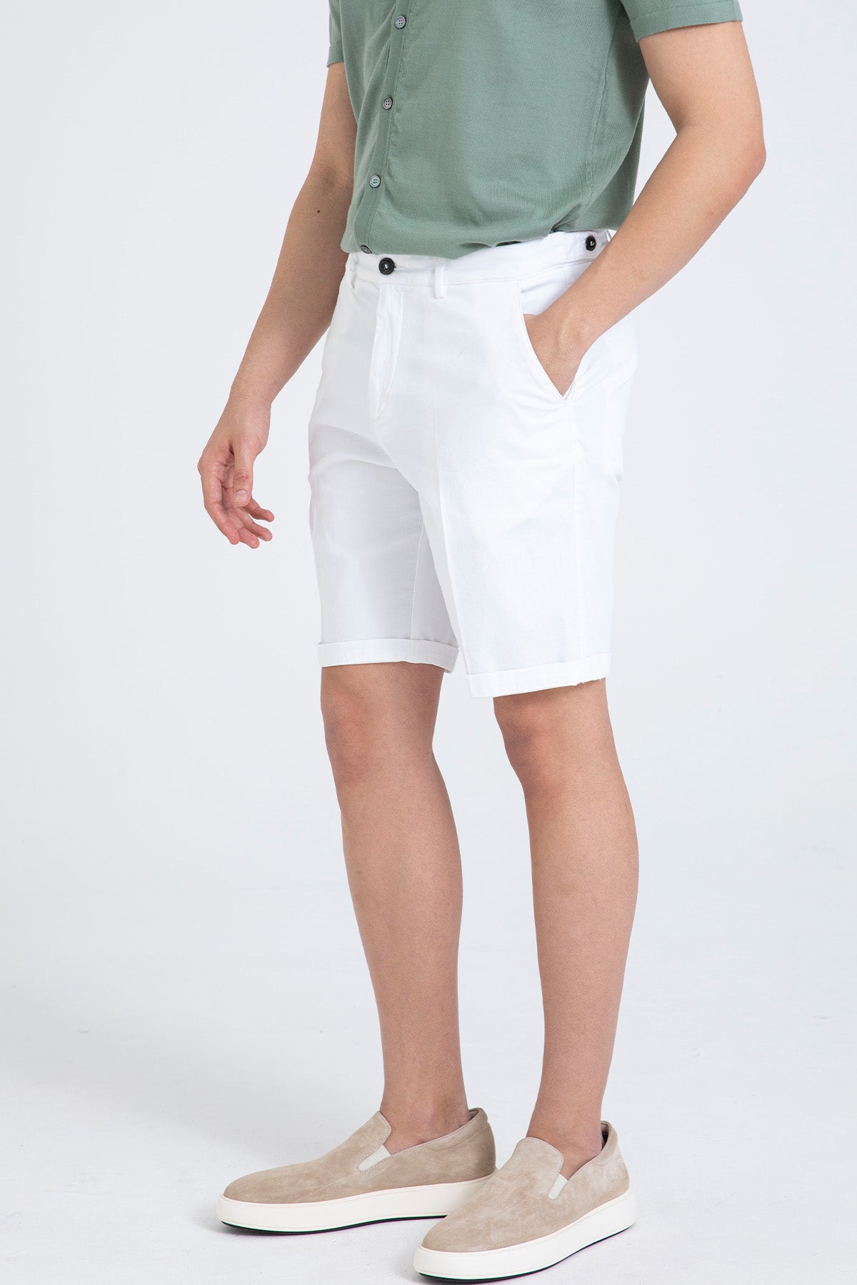 40 Weft Davidbe Regular Fit Yandan Cepli Şort